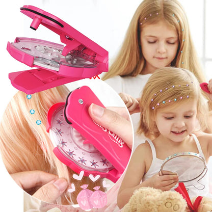 180 Gems Kit Shining Diamond Hair Decoration Stapler Machine Girls Hair Makeup Play Rhinestone Ornament Machine Jewel Toy