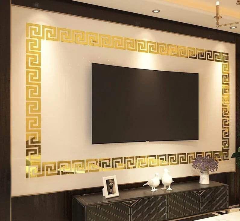 18 Pcs Golden Acrylic Wall Adhesive Mirror Adhesive Mirror