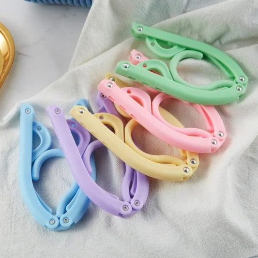 (pack Of 5 Pcs)folding Hanger Foldable Clothes Hangers Portable Travel Clothes (random Color)