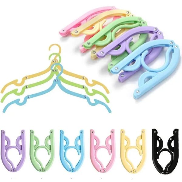 (pack Of 5 Pcs)folding Hanger Foldable Clothes Hangers Portable Travel Clothes (random Color)