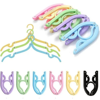 (pack Of 5 Pcs)folding Hanger Foldable Clothes Hangers Portable Travel Clothes (random Color)