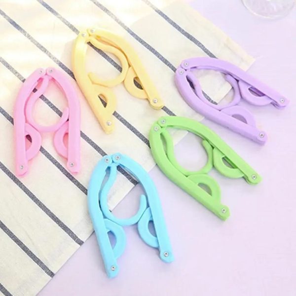 (pack Of 5 Pcs)folding Hanger Foldable Clothes Hangers Portable Travel Clothes (random Color)