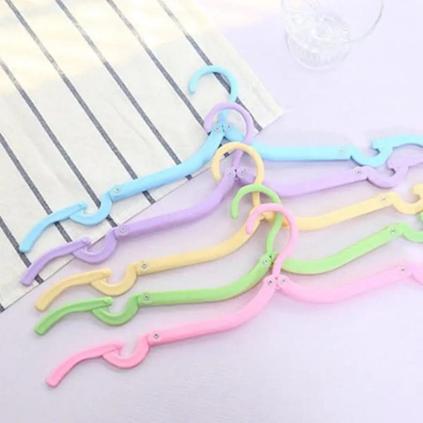 (pack Of 5 Pcs)folding Hanger Foldable Clothes Hangers Portable Travel Clothes (random Color)